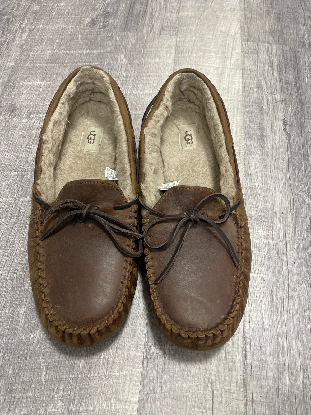 UGG Men’s Brown Leather Shearling-Lined Ugg M Olsen Men’s Size 13